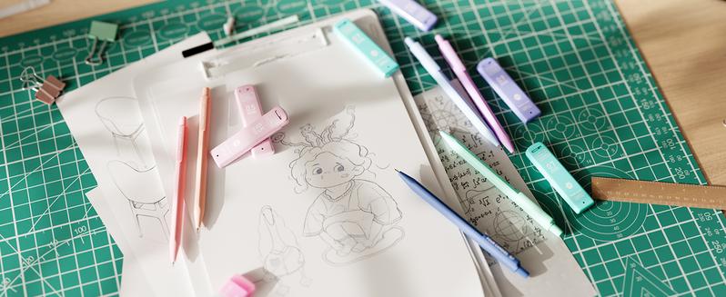 Four Candies 39 PCS Aesthetic School Supplies with Cute Pen Case, 12 Pastel Highlighters, 5 Black Ink Gel Pens, 6 Mechanical Pencils Set 0.5 & 0.7 mm for Students Stationary College Essentials, Ideal Christmas Gift for Women Kids Green/Pink