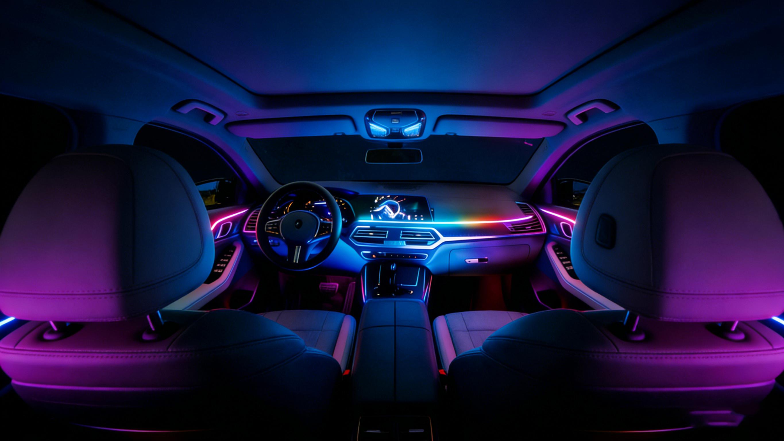 DIBMS APP Controlled RGB Car Interior Light strip,43.3 Inches Acrylic Auto Ambient Lighting Kit with Dreamcolor Chasing, Center Console Dashboard Lamps with APP Remote Control, Universal model, tape installation or embedded