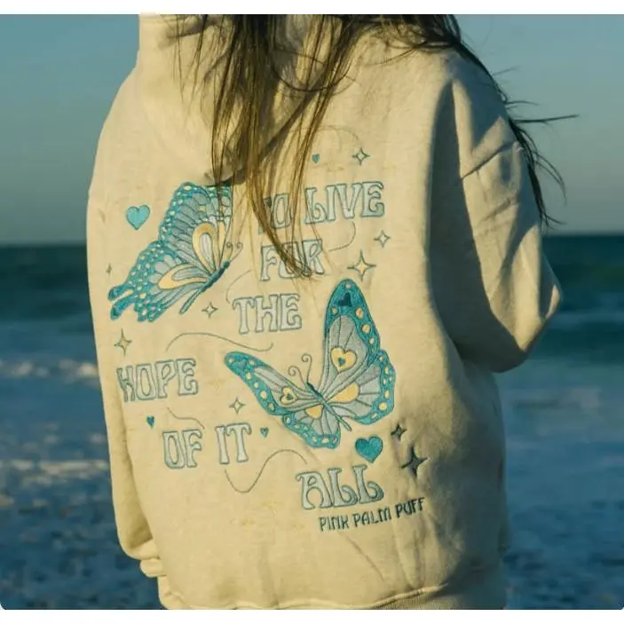 Light Grey Butterfly - Embroidery