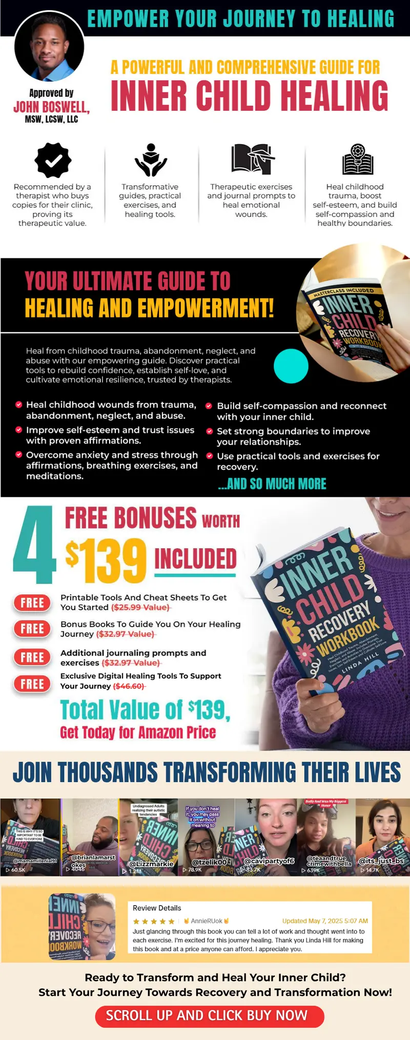 Product Introduction of Inner Child Recovery Workbook: Heal Childhood Trauma, Abandonment, Neglect, and Abuse. Includes Prompts, Exercises and Activities to Overcome Trust Issues, Low Self-Esteem and Cultivate Self-Love, Parenting book 0