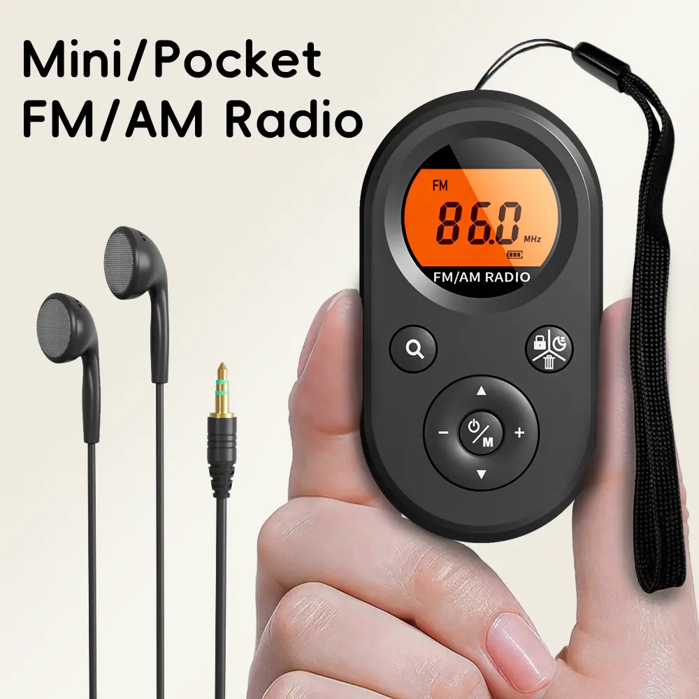 Personal Pocket Radio AM/FM Portable, Rechargeable Transistor Radio with Best Reception, Long Battery Life, Stereo Headphones, Sleep Timer, Backlit…