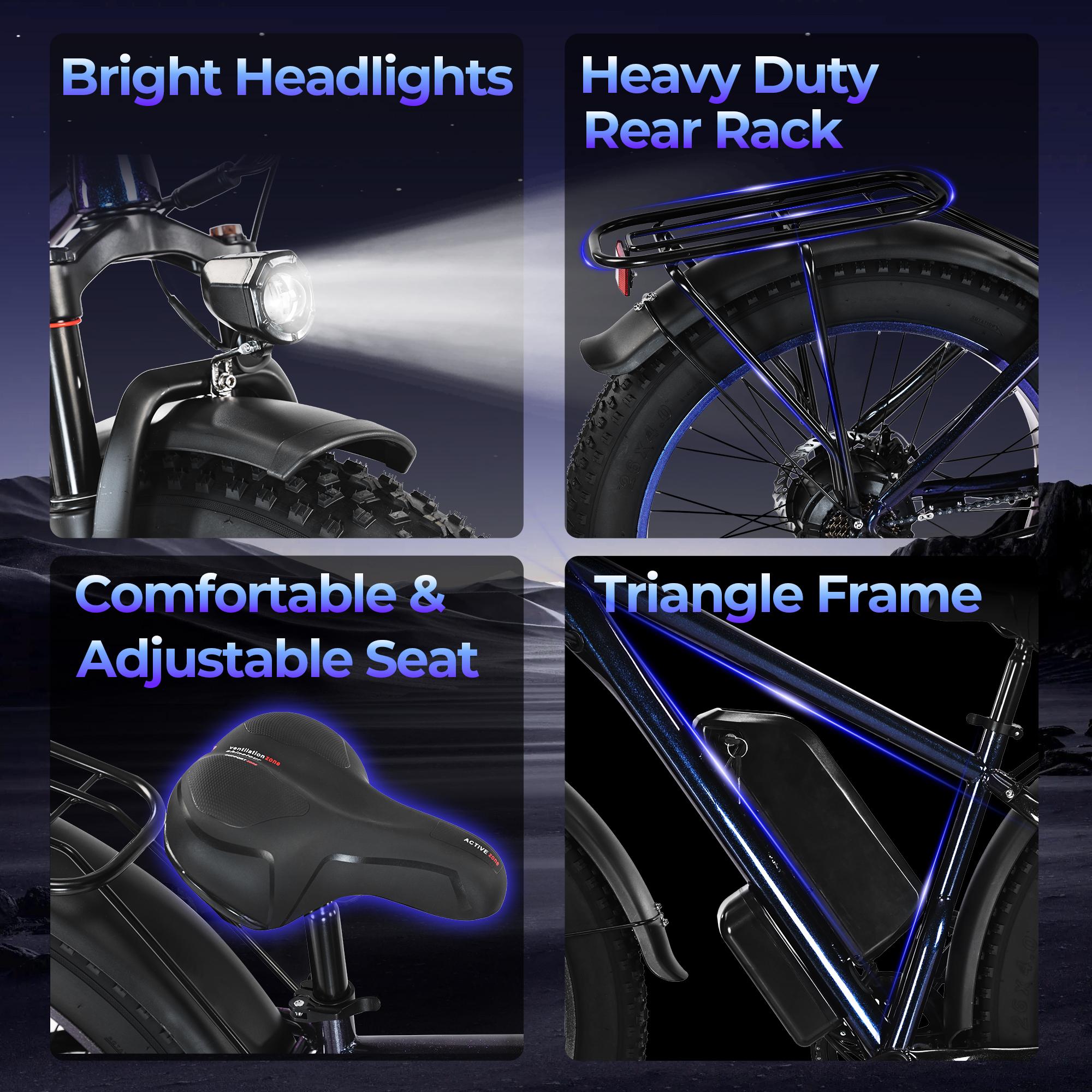 DRIFT.SLIDE 2000W peak power, front and rear dual motor electric bicycle, 40MPH electric light motorcycle, 48V 20.8 Ah UL 2849 detachable battery, 7-speed 26 inch all terrain inflatable tires, preferred for urban commuting and off-road driving