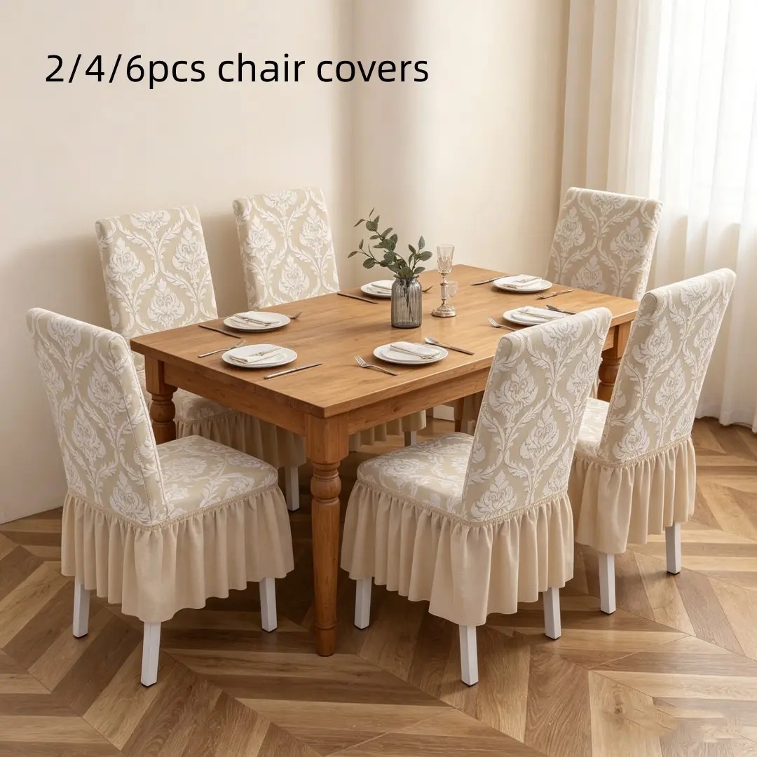 Geometric Pattern Chair Cover, 2/4/6 Counts Removable Elastic Chair Slipcover, Chair Protector for Dining Room & Hotel & Home Decor, Washable Chair Slipcovers