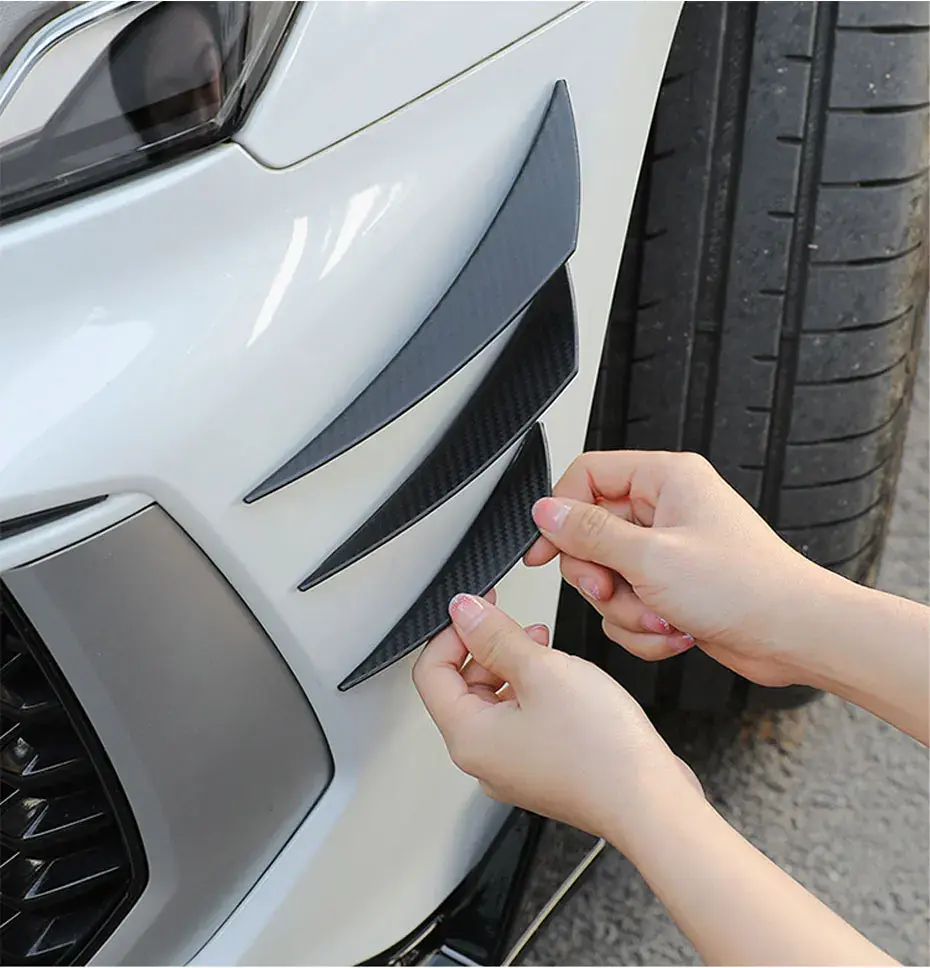 Universal automotive modification wind blade exterior trim/flow guide; body bumper anti-collision rubber strip and scratch-resistant protective strip for cars and motorcycles