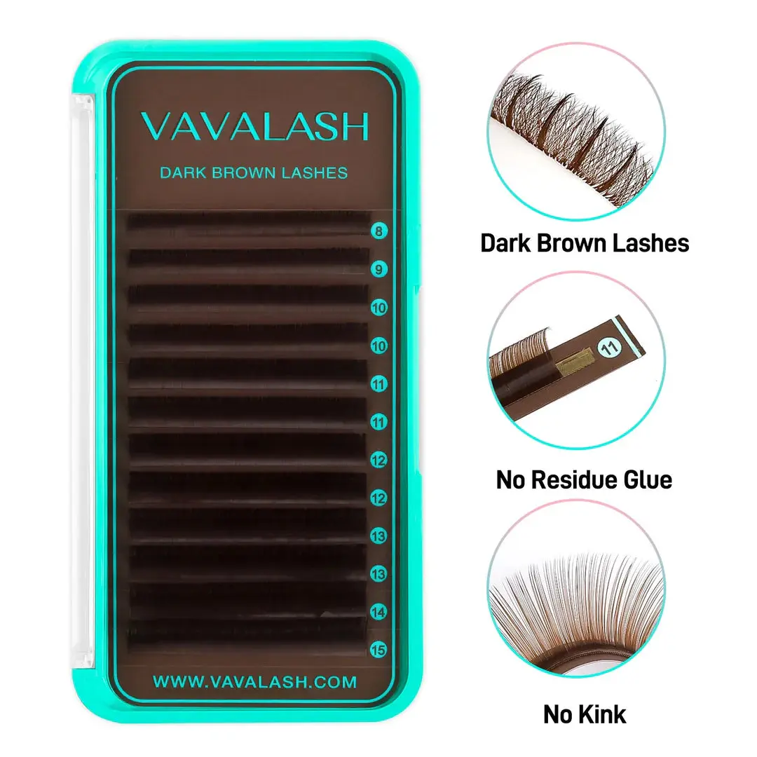 VAVALASH Premium Dark Brown Eyelash Clusters, High-Quality Lash Extensions with 0.15/0.07c Thicknesses & 8-15mm/10-12mm Mixed Lengths for Cosmetic Makeup Use, Individual Lash Clusters, Fake Eyelashes Clusters