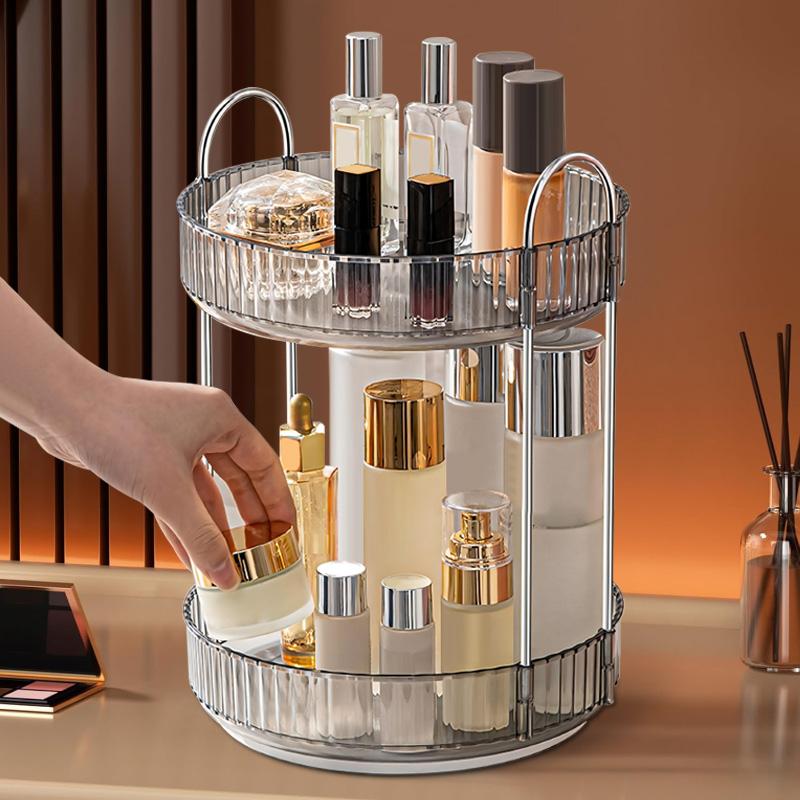 360° Rotating Makeup Organizer - Large Capacity Cosmetic and Skincare Dresser | Spinning Perfume Organizer Vanity Shelf for Makeup, Perfume, and Skincare (2 Tiers) ,Deals for you days