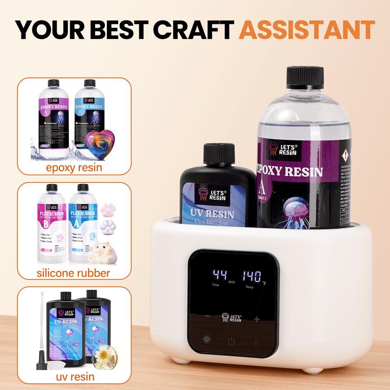 Auto Resin Preheater, Accurate Temp Control Resin Warmer, with LCD Display, Timer, Reduce Bubble and Thins Viscosity, for 8,16,32oz Epoxy Résin, UV Résin, Silicone Rubber- LET'S RESIN