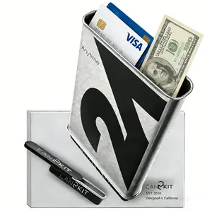 Can2kit Storage Box Case -Card Holder Trinkets Stash Tin Box Metal Wallet Business Card ID Holder