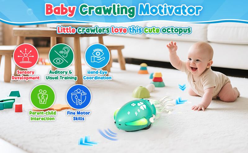 Dancing Octopus Baby Toy Electric Crawling Octopus Tummy Time Toy Rechargeable Magic Dancing Music Squid for 3 4 5 6 Year Old Kids Boy Girl Funny Squid for Office Desk Decor Baby Sensory Play