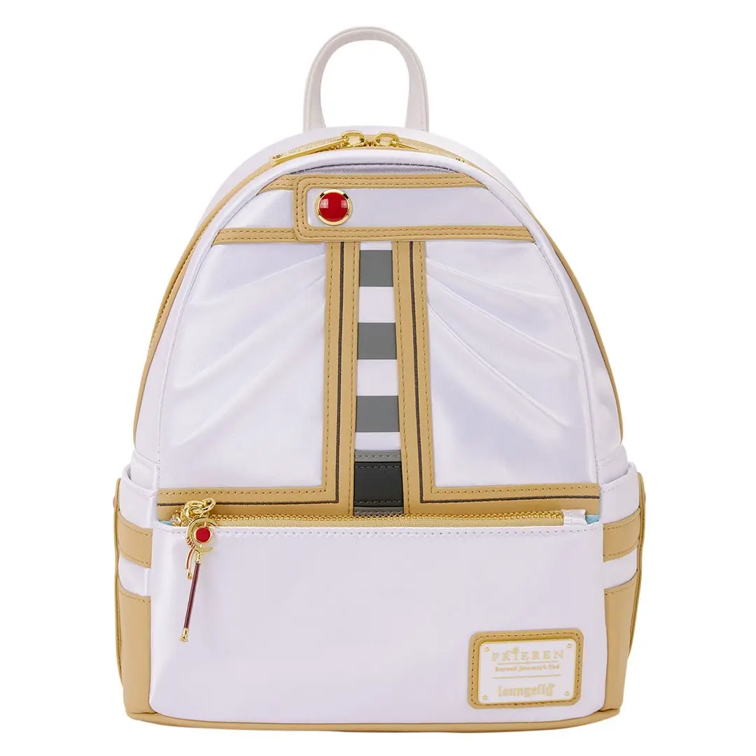 Loungefly Frieren: Beyond Journey's End Collectible Cosplay Mini Backpack for Anime Fans, Satin and Faux Leather with Staff Charm, Collectibles