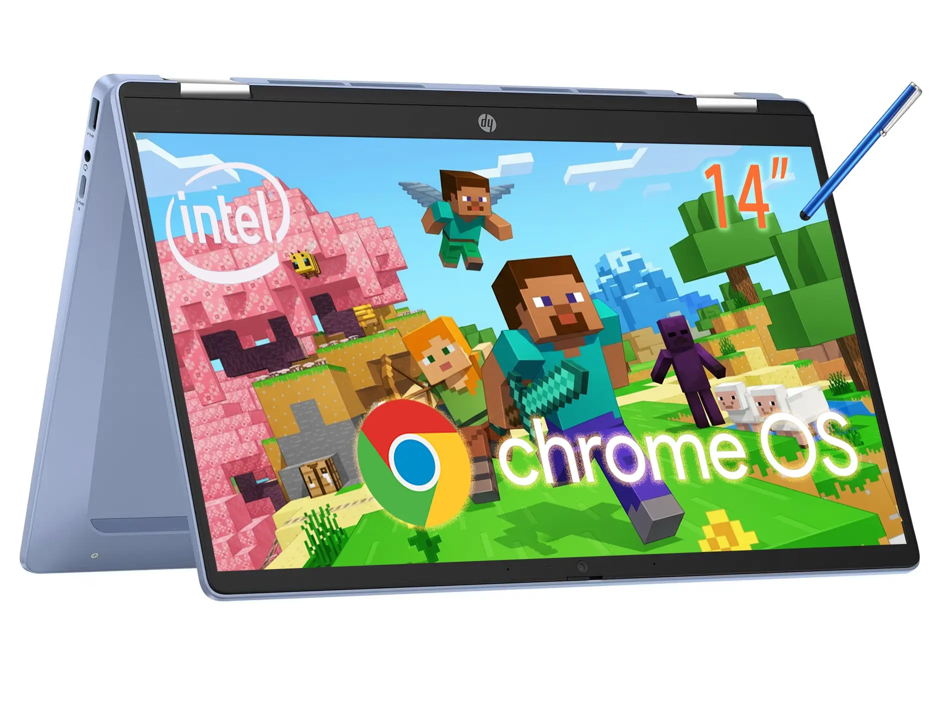 HP Chromebook x360 14 inch FHD IPS Touch 2-in-1 Laptop, Intel Processor N100, 4GB RAM, 64GB eMMC, Chrome OS, Sky Blue