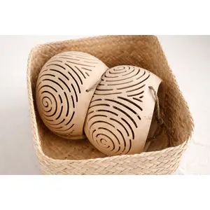 Hand Carved Coconut Hanging Planters (Set of 4) – Orchid & Succulent Pots