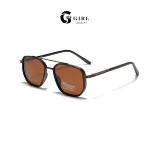 GGIRL Lenses Polarized Aviator Polarizing Filter Sunglasses for Travel Use, Trendy Casual Sunglasses, Gifts for Him, Fashion Fall/summer Geometric Frame Double Beam Design Sun Protection Glasses Trends, Travel Accessories