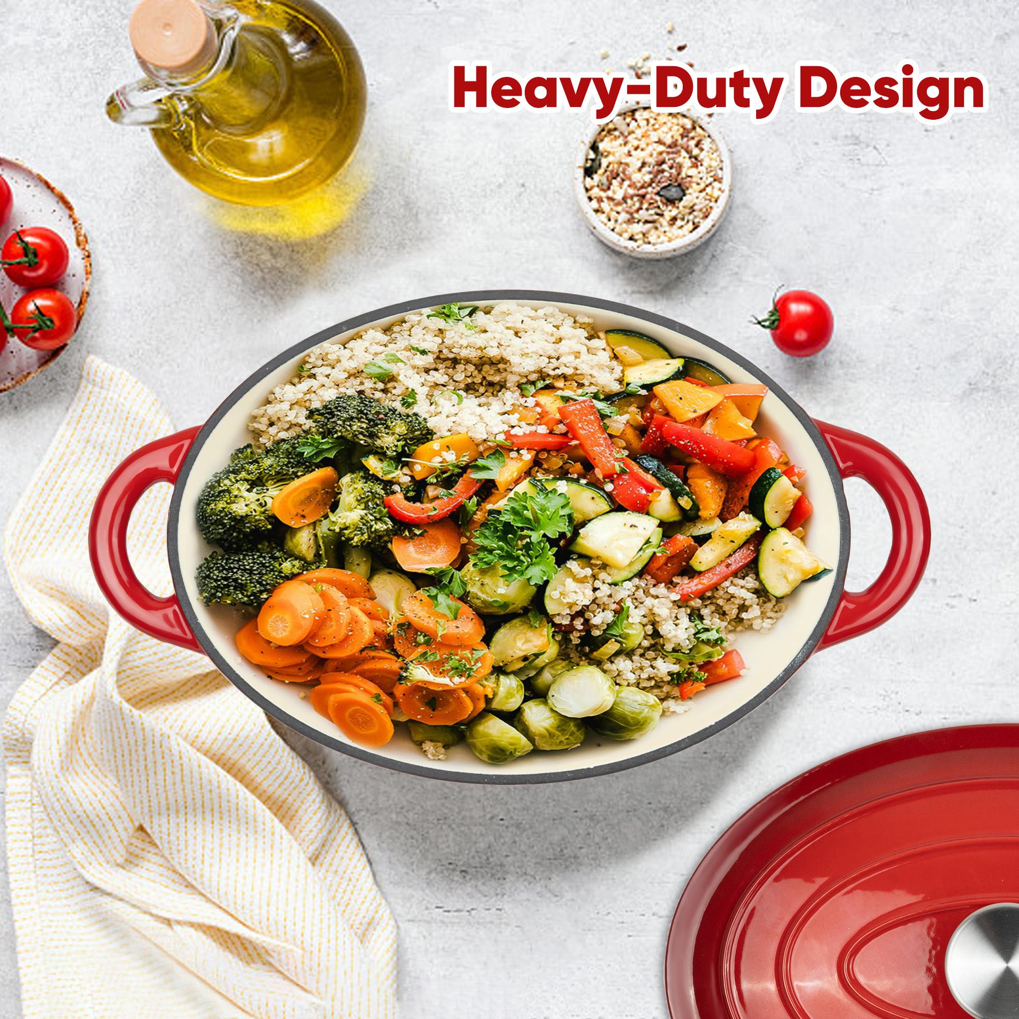 4.5 QT Enameled Oval Dutch Oven Pot with Lid and Dual Handles, Cast Iron Dutch Oven for Cooking, Bread Baking, Non-stick Enamel Coated Cookware