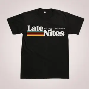 The Late Night W Duby Rodgers T-Shirt - Black Retro Design Tee for Men Casual