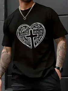 100% Cotton Unisex Easter Christian Heart Shirt Jesus is Love Word Heart Cross T-Shirt– Fun & Girly, TikTok Fashion, Soft Cotton Top