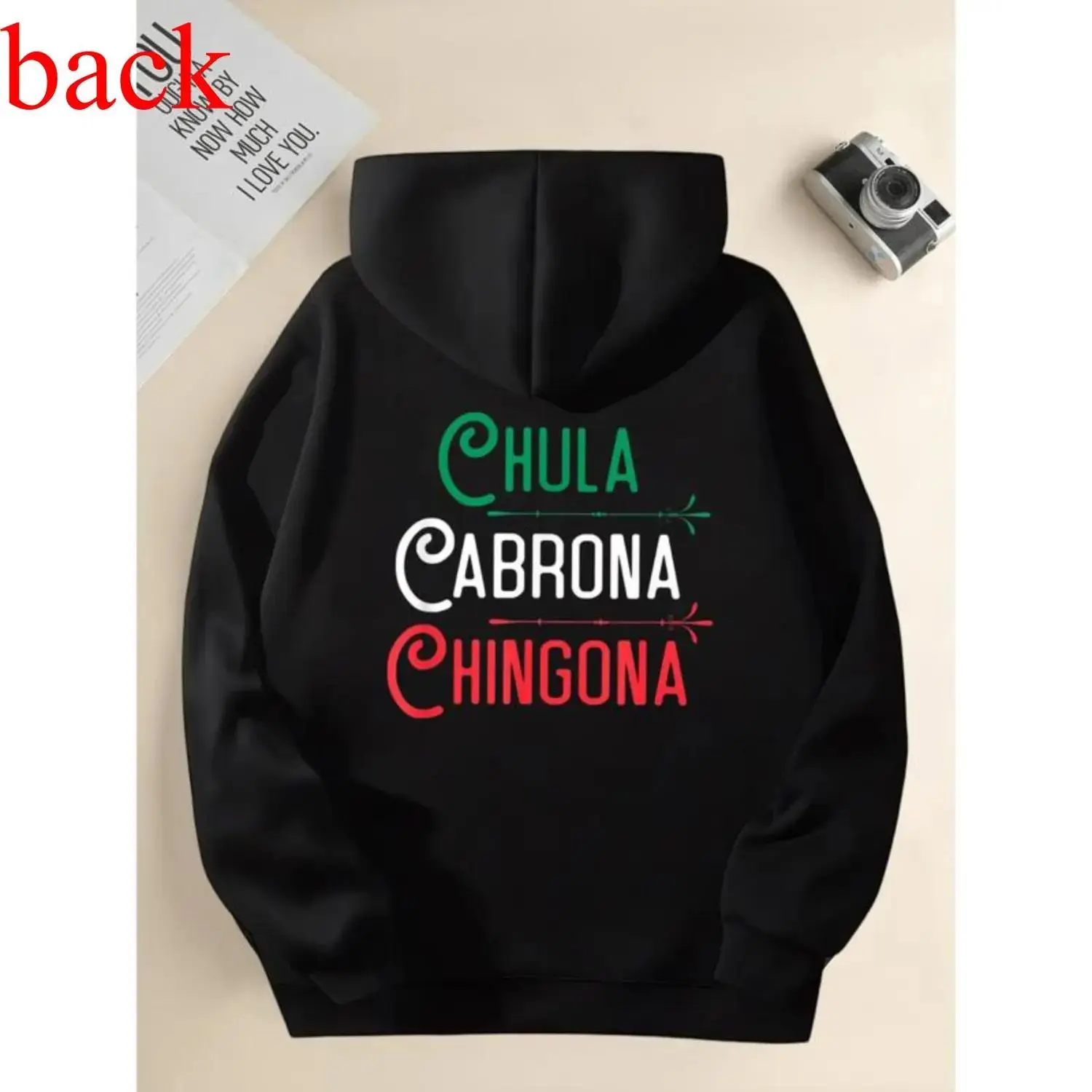 Women's Thick Fleece Mexican Chola Chingona Hoodie, Long-Sleeve Hooded Graphic Print Streetwear Tops, Aztec Latino Cultural Apparel with Baddie Vibe, Jeans-Matching Unisex Sweatshirts summerwins