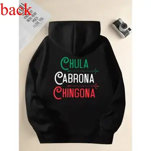 Women's Thick Fleece Mexican Chola Chingona Hoodie, Long-Sleeve Hooded Graphic Print Streetwear Tops, Aztec Latino Cultural Apparel with Baddie Vibe, Jeans-Matching Unisex Sweatshirts summerwins