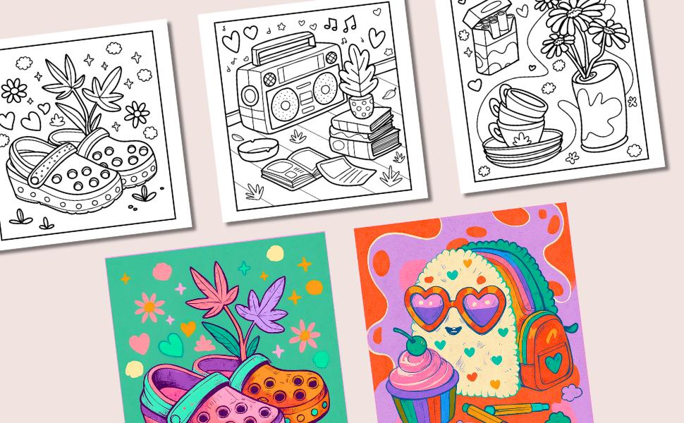 Stoner Therapy Simple & Easy Coloring Book for Relaxation - 40 Trippy Cool Designs for Stress Relief & Mindfulness Artwork