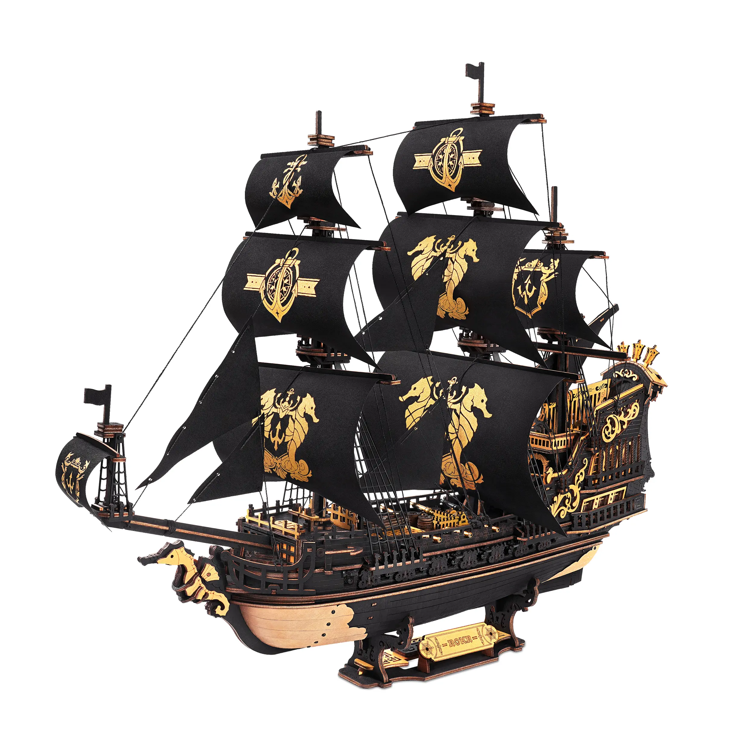 ROKR The Seahorse Barque 3D Wooden Puzzle MCB02, Wooden Jigsaw Puzzle, Puzzle-Shaped 3-D Puzzles