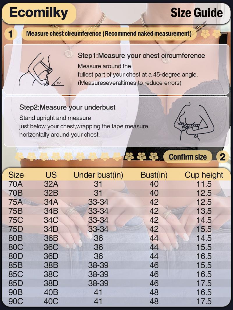 Mimilemon Elegant Lace Bra Set 3PC Black White Red Push Bras with Non-Removable Padded Cups Underwire for Support Breathable Fabric All-Day Comfort Women's Wear Elegance Basic Minimalist Womenswear Classy Fit Black+White+Red Style Everyday Everyday