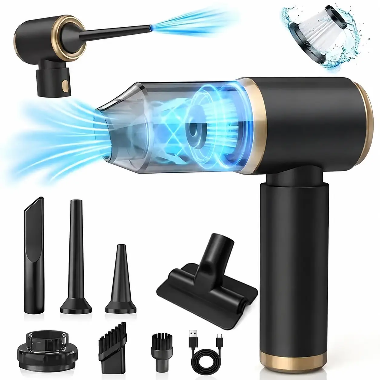 Compact Cordless Handheld Vacuums - Strong Vacuum Suction, Portable for Grab-and-Go, with Air Blower for Car Interior Cleaning & Pet Hair Removal, Home Cleaning Tool