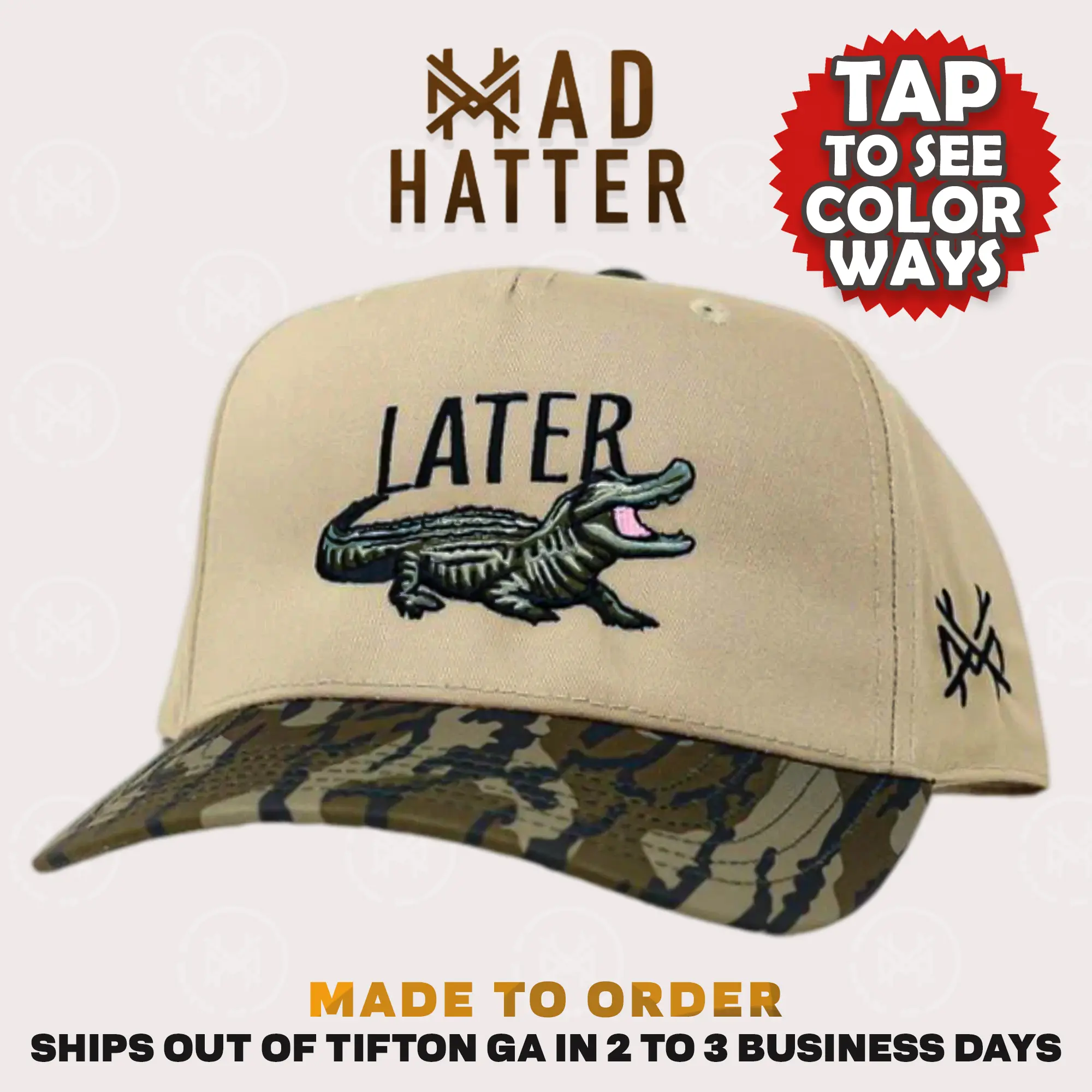 Later Gator MadHatter's Embroidered Snapback Adjustable (Up To A Size 8 Head) Premium Trucker Hat