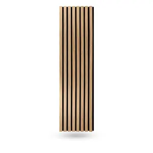 Light Walnut 3D Acoustic Slat Wood Wall Panels Decorative Textured Wood Panels for Walls & Ceilings, Modern Interior Design for Living Room, Bedroom, Office, TV Feature Wall (94" x 12")