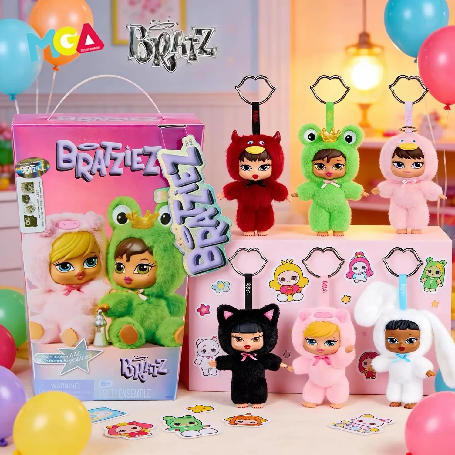 MGA Bratz BRATZIEZ Plush Keychain Blind Box - Cute Animal Onesie Bag Charm Pendant, Collectible Doll Accessory for Backpacks, Mini Gift for Teenage Girls & Cute Girly Gifting, Bag Charms, Mini Gifts, Backpack Accessories