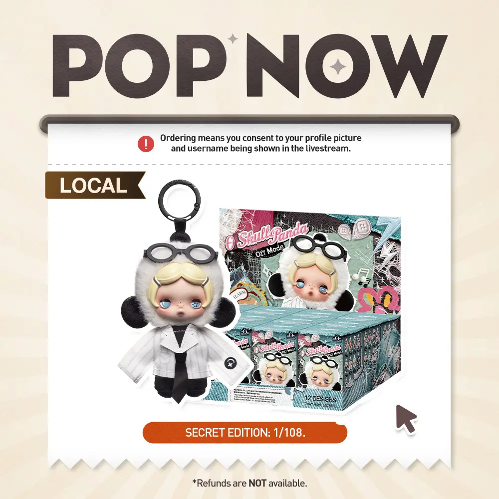 [POP NOW] POP MART θ SKULLPANDA Off Mode Series Plush Doll Pendant Blind Box, Bag Charm-WHOLE SET
