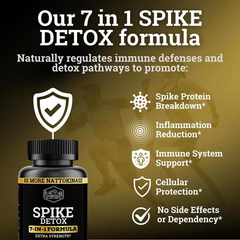 Black Forest Supplements Spike Detox 7-in-1 Formula | Includes 8X More Nattokinase, NAC, Zinc, Bromelain, Nattokinase, Turmeric, Quercetin, Black Pepper. Helps support removal of spike protein from the body.