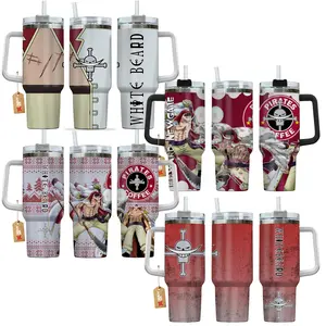 Edward Newgate 'Whitebeard' OP Anime Manga 40oz Tumbler Stainless Steel with Straw, Lid and Handle - Double Wall Insulated Flasks – Perfect Gift for Fans
