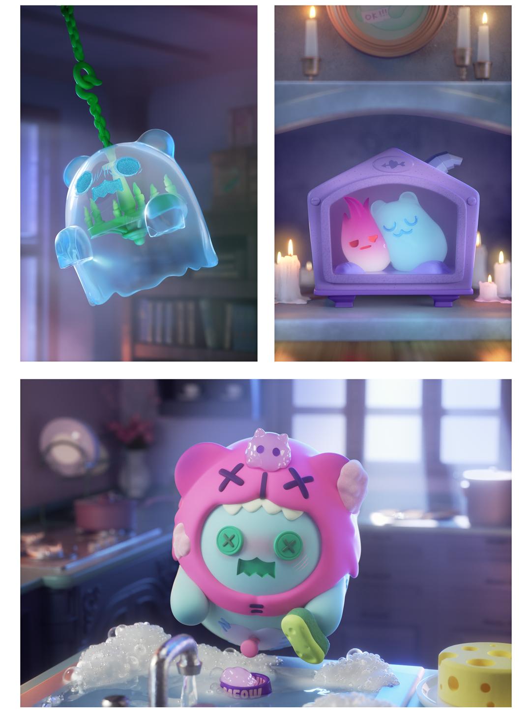 [FINDING UNICORN] 【Live Unboxing】ShinWoo Ghost Bear House Series Blind Box Cute Figures Desktop Ornament Collectible Toys Birthday Gifts HPK7ACZTKA