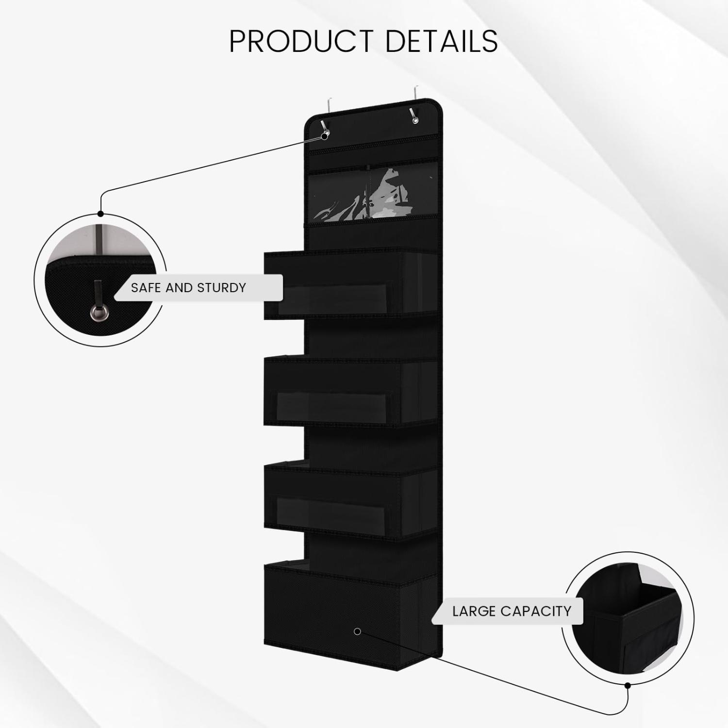 [New Deal] Door Hanging Organizer Nursery Closet Cabinet Baby Storage , Hanging Storage with Clear Window with 4 Large Pockets and 2 Small Hangable Multicolor