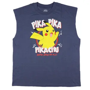 Pokemon Tank Top Men's Pika Pika Pikachu Adult Muscle Sleeveless T-Shirt
