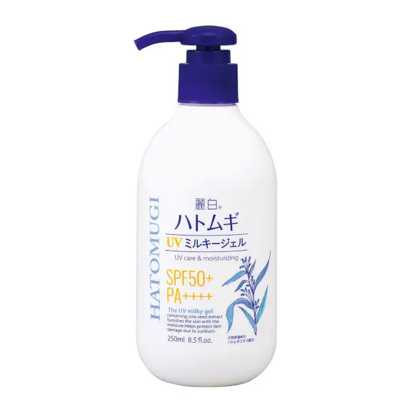 KUMANO Reihaku Hatomugi UV Milky Gel 250ml SPF50+ PA++++ Coixseed Moisturizing Body & Facial Sunscreen Protection