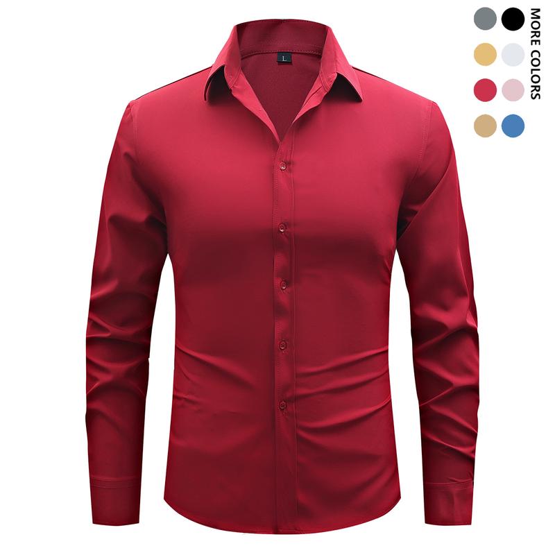 Men's Slim Fit Elegant Long Sleeve Button Down Shirt - Lightweight & Smooth Feel, Suitable for Casual & Formal Occasions, All Seasons | Fashion Formal Wear | Tailored Finish