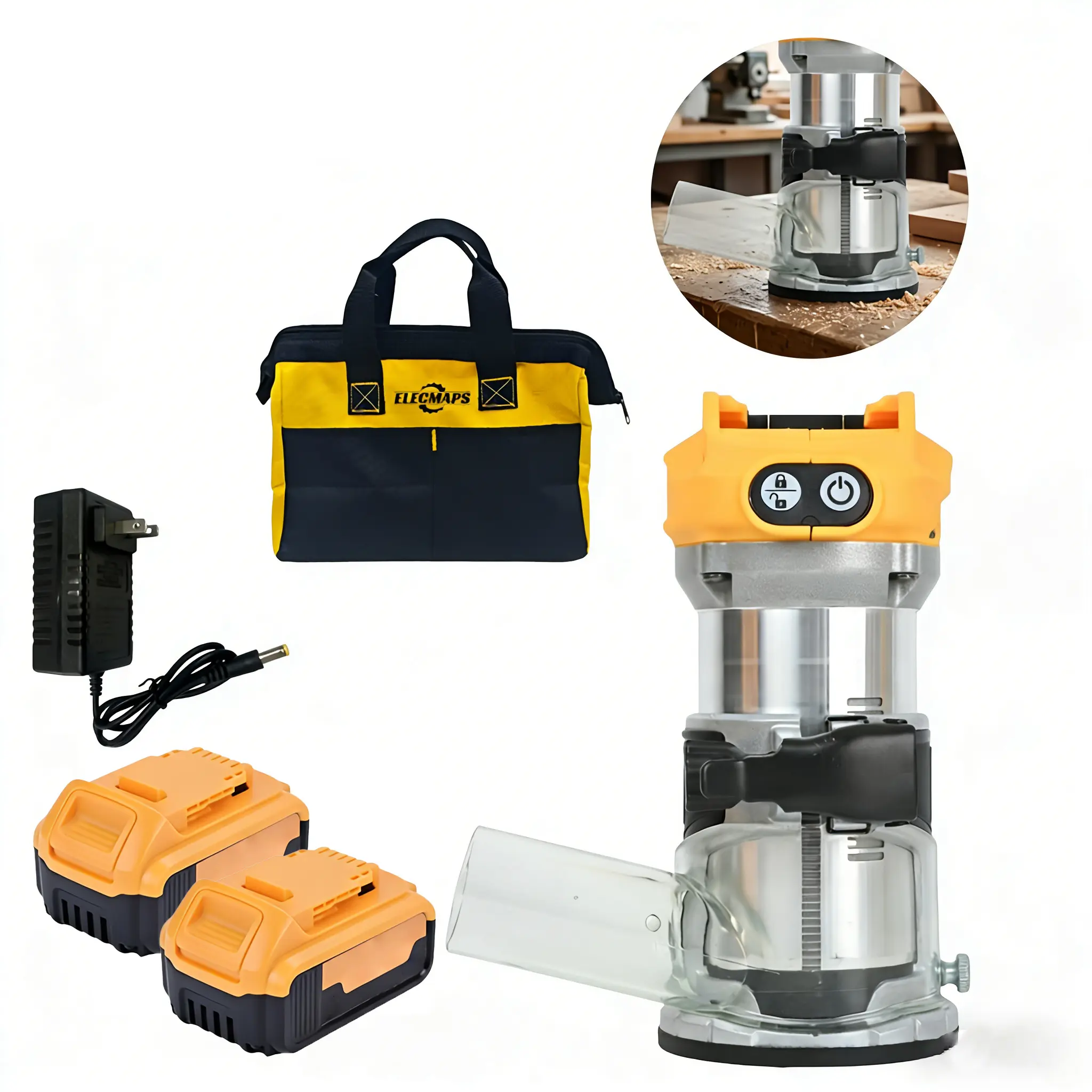 Compatible with DeWalt 20V battery cordless compact router (bare tool); 6-speed woodworking; 800W, 28,000 RPM fixed base router; includes trimmer bits, edge guide rails, dust cover; Father’s Day gift