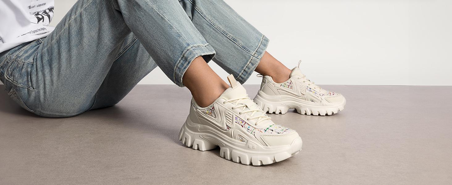 Dream Pairs Women's Platform Chunky Fashion Sneakers Walking Lace-Up Comfortable Sneakers Workout Sport Work Casual Tennis Shoes Dream Pairs Women's Platform Chunky Fashion Sneakers Walking Lace-Up Comfortable Sneakers Workout Sport Work Casual Tennis Shoes