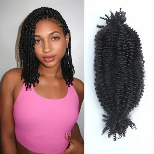 [YWIGS] Human Hair Spring Twist Hair Extensions Tape 3C 4A Black 100 gram - Perfect Human Hair for Mini Twist