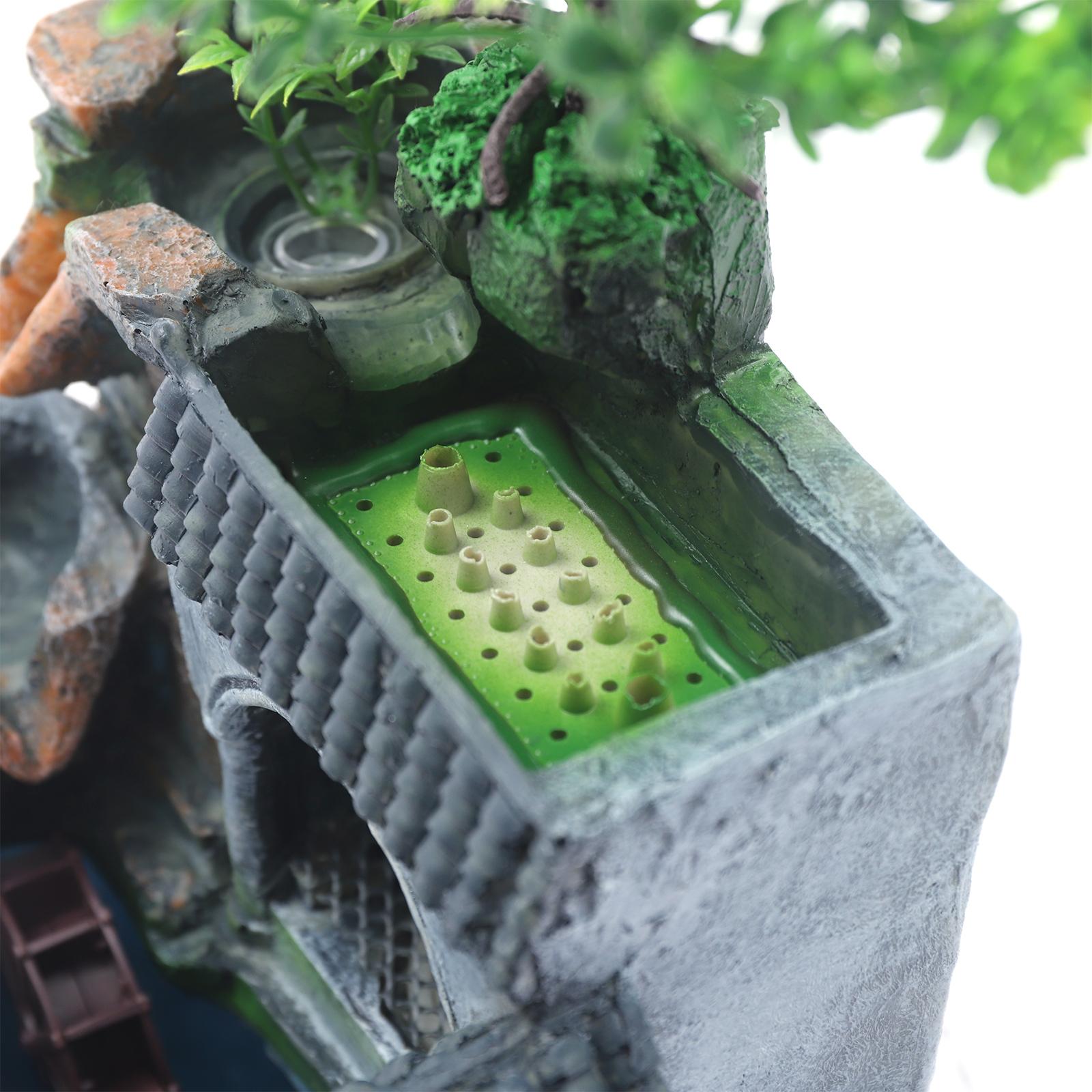 CNCEST Desktop Mini Waterfall Fountain Meditation Ornament Stress Relief W/ Light LED Decoration Landscape Relaxation Indoor Waterfall for home