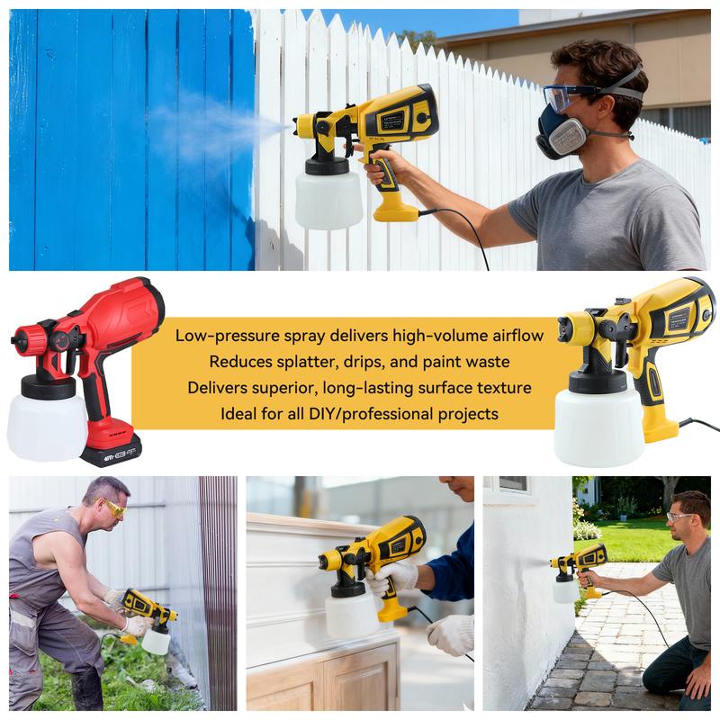Corded or Cordless Electric Paint Sprayer, High Power with Adjustable Spray Modes, Ideal for Furniture, Cabinets, Walls and DIY Projects & Home Renovation