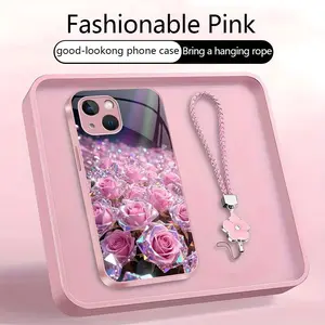 Suitable for [iPhone 15], a premium women’s phone case 🤩, featuring a beautiful four-leaf clover lanyard 🍀. A free four-leaf clover lanyard is also included. Optical Illusion Crystal Rose Art Phone Case 952