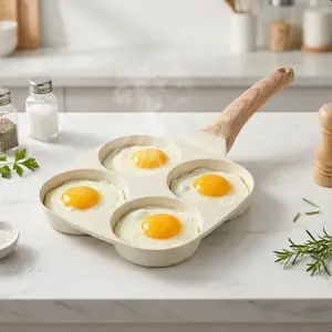 Non-stick Egg Frying Pan 4 Holes 3 Holes Skillet With Handle Multifunctional Omelet Cookware Nonstick 4-Cup Egg Frying Pan Without Lid Perfect for Breakfast Pancakes Hamburger & More Compact Induction Household Kitchen