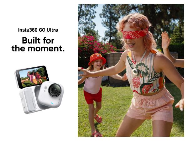 Insta360 GO Ultra Creator Bundle - Small 4K Vlogging Camera, Hands-Free, POV Cam, 1/1.28" Sensor, 53g Lightweight, 156° FOV, 200 Min Battery Life, Magnetic Wearable Action Camera for Sports, Vlog