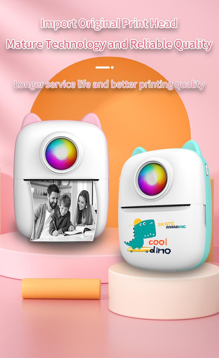 Mini Picture Printer, Portable Printer, Pocket Sticker, Receipt Printer, 203 DPI Resolution, Multifunctional Printer with 1000mAh Battery for Journal, Notes, Photo