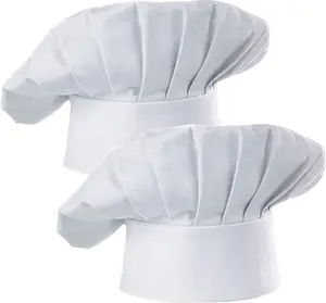 Chef Hat Set of 2 Pack Adult Adjustable Elastic Baker Kitchen Cooking Chef Cap Polyester 65% Cotton 35% One Size Fits Most