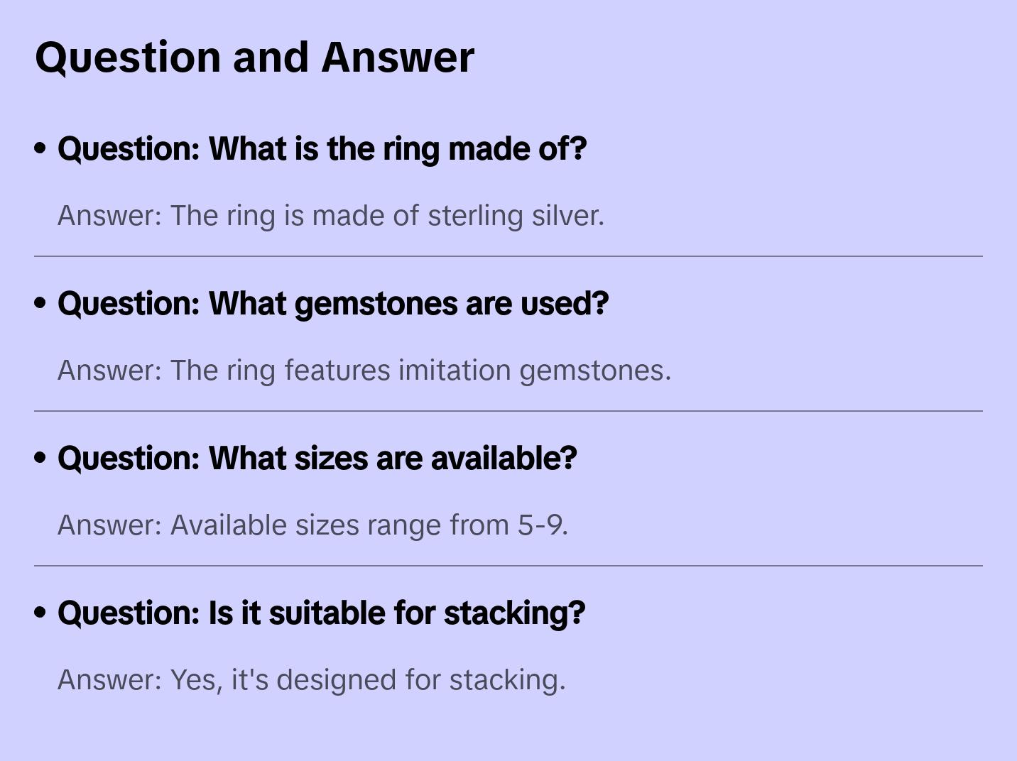 Jeweled Rectangles Sterling Silver Eternity Stacking Ring