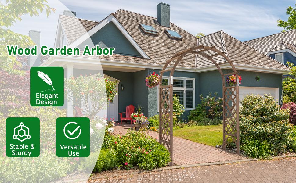 VINGLI Wooden Garden Arbor, Wedding Arch, 7ft Arch Backdrop Stand for Ceremony, Wood Trellis for Plant Climbing, Christmas Decor Pergola for Garden Backyard, Lawn VINGLI Wooden Garden Arbor, Wedding Arch, 7ft Arch Backdrop Stand for Ceremony, Wood Trellis for Plant Climbing, Christmas Decor Pergola for Garden Backyard, Lawn