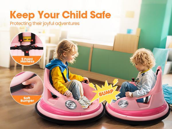 Sophia&William Bumper Car for Toddlers, 12 V Electric Ride On Car for Kids w/Parent Remote Control, 360° Spin, LED Lights & Music,DIY Stickers, for Boys & Girls